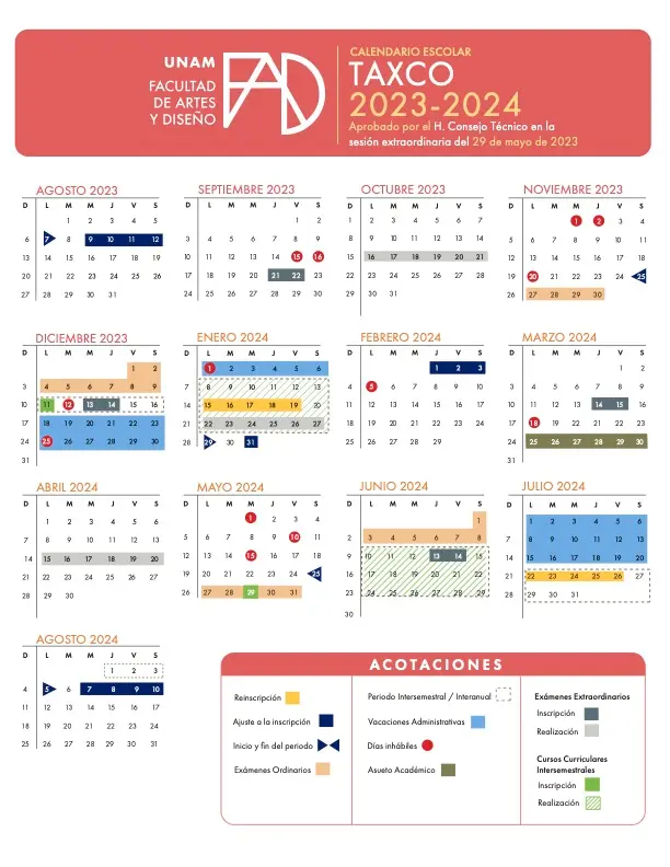Calendario 2023/2024 Xochimilco