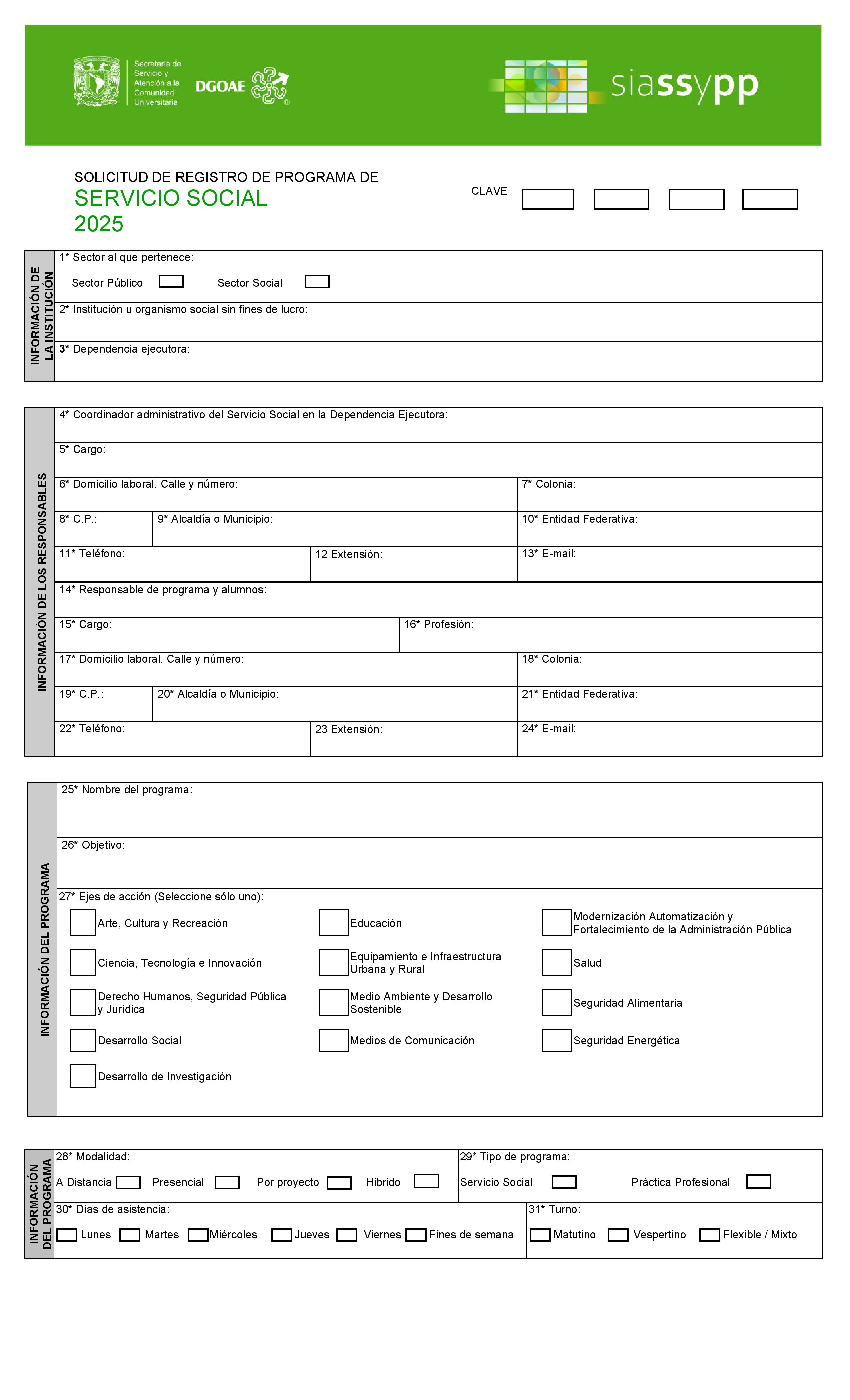 Solicitud de registro de programa de servicio social